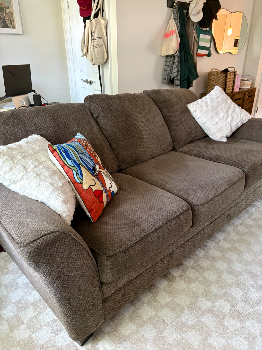 Brown Three-Seater Sofa
