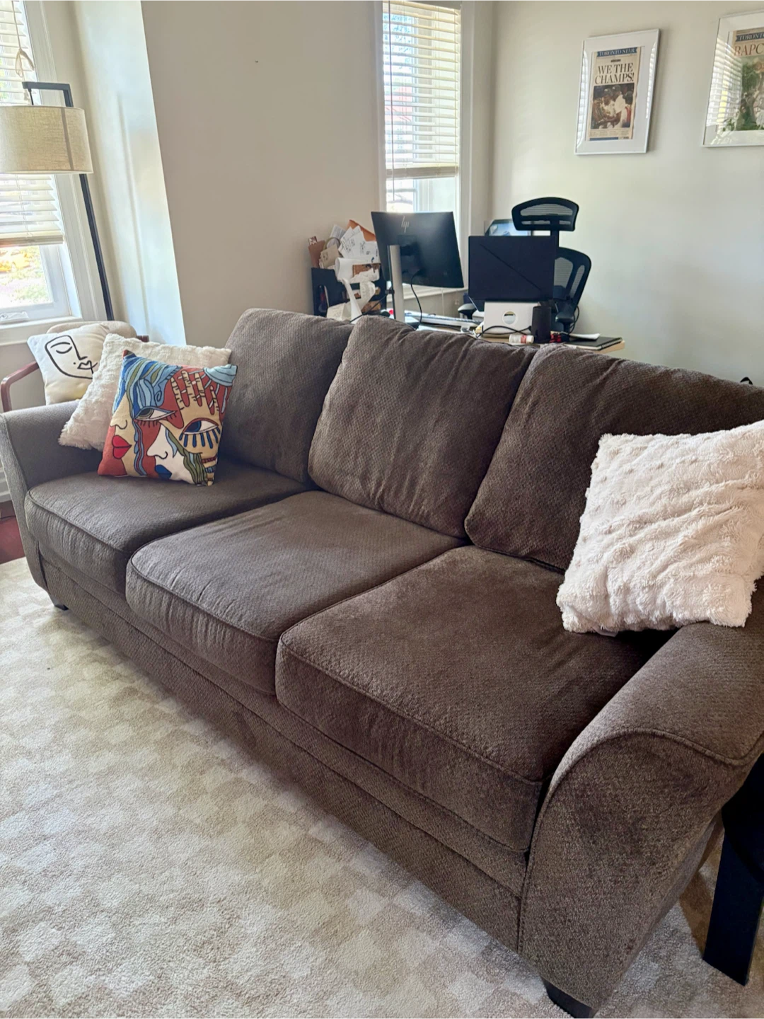 Brown Three-Seater Sofa - photo 3
