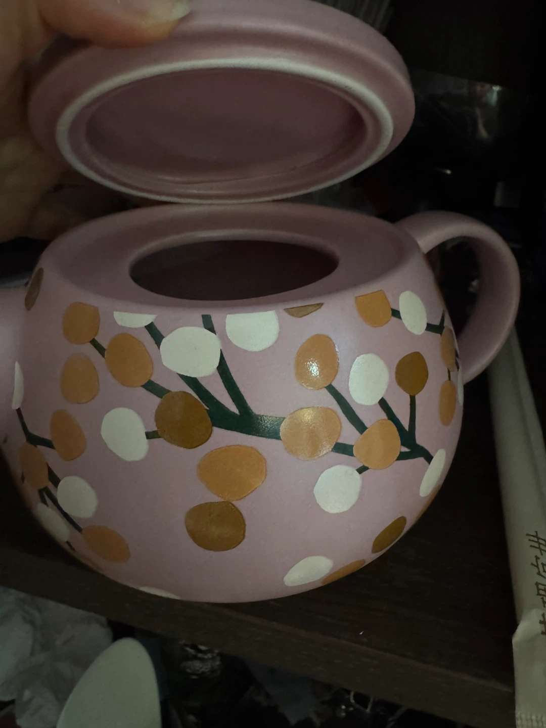 Indigo Pink Floral Ceramic Teapot