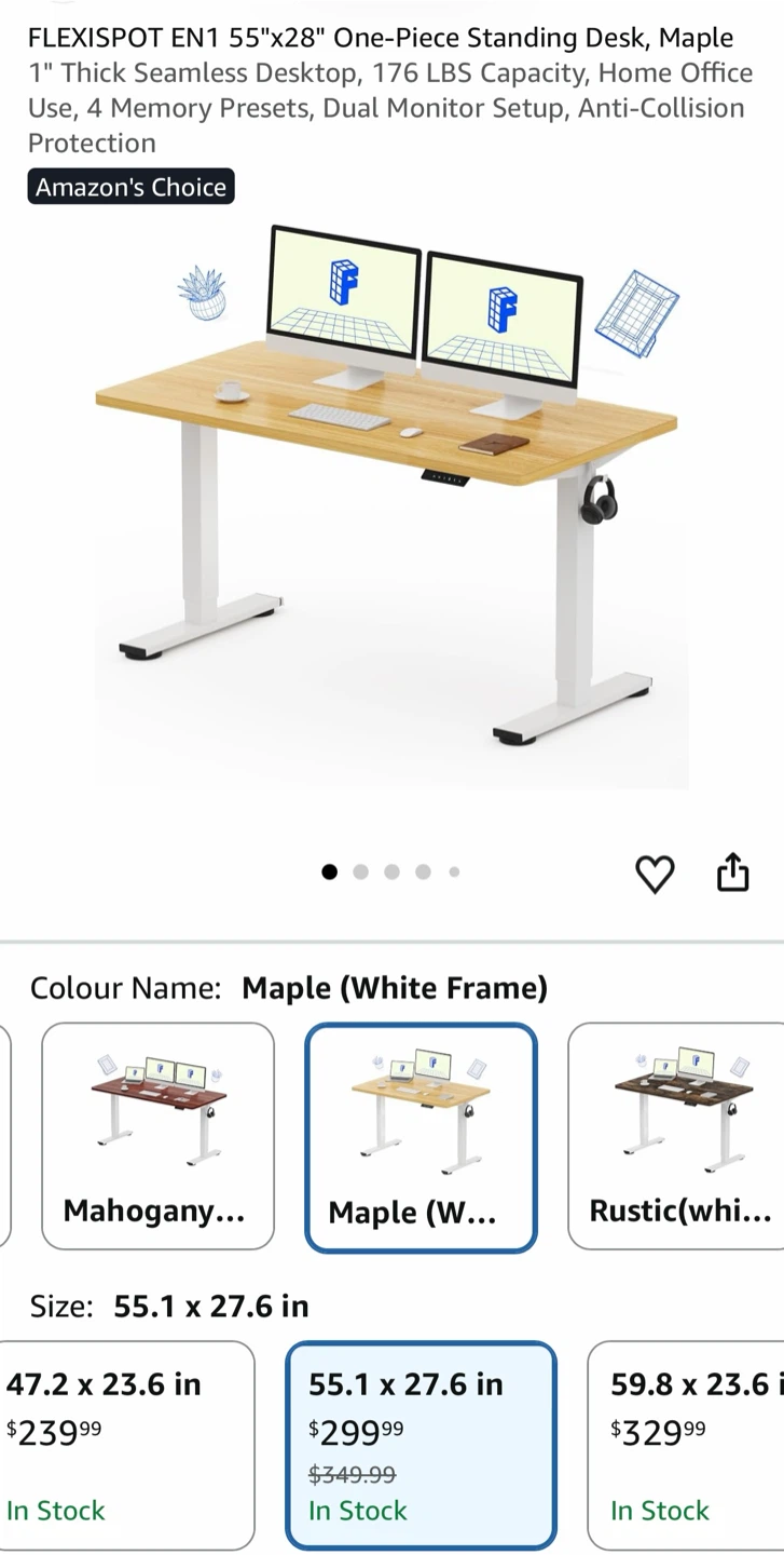 Flexispot EN1 electric Standing Desk - Maple - photo 2