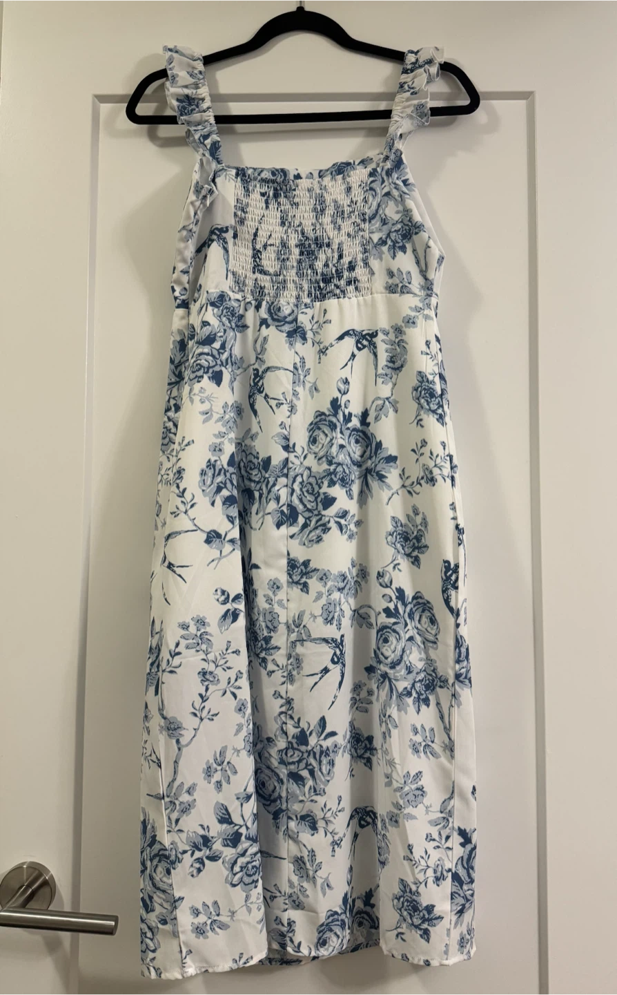 Blue and White Floral Print Midi Dress - M - photo 2