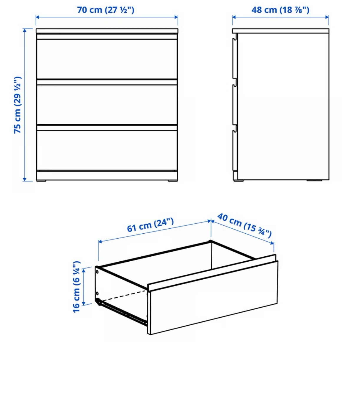 IKEA Stroklinta 3-Drawer Chest - photo 4