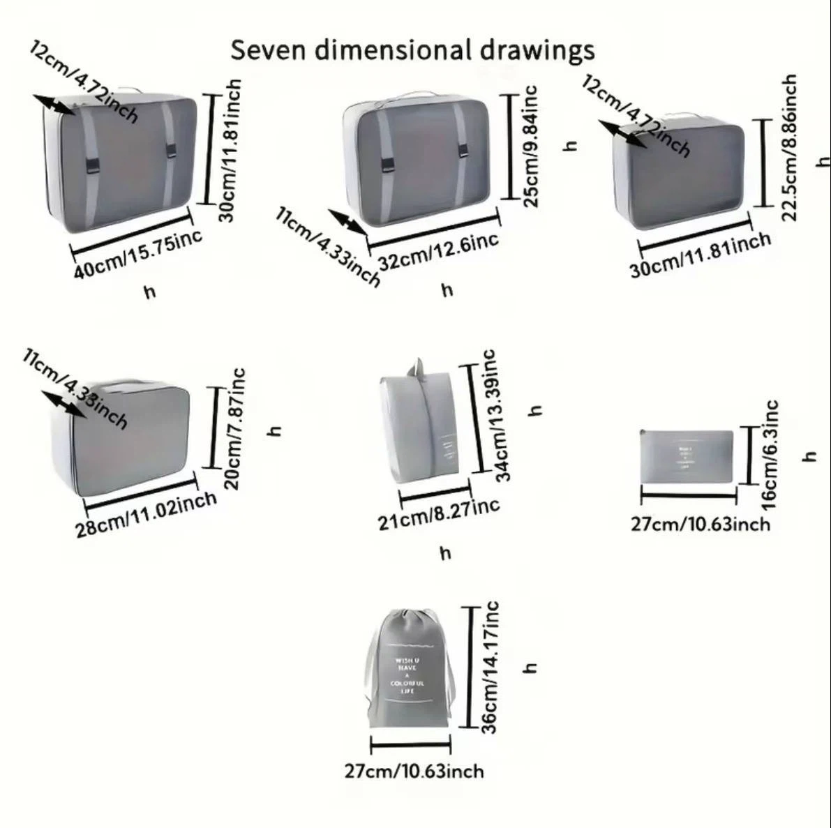 Travel Packing Cubes Set – 7 Pieces (Blue) - photo 3