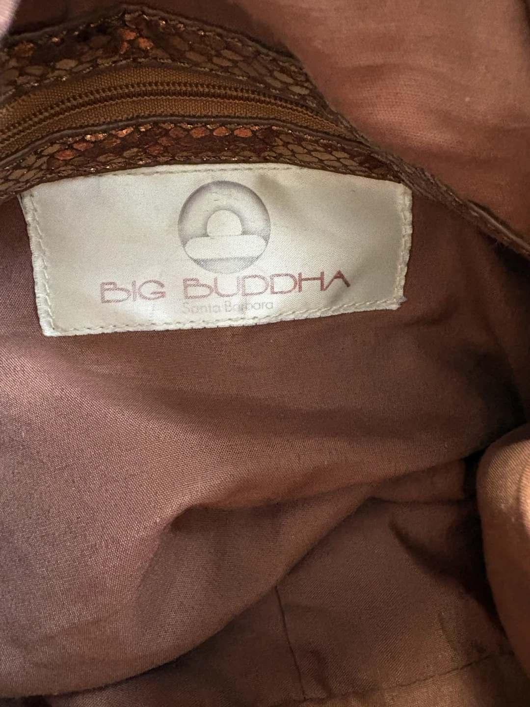 Big Buddha Metallic Bronze Snakeskin-Embossed Drawstring Bag - photo 4