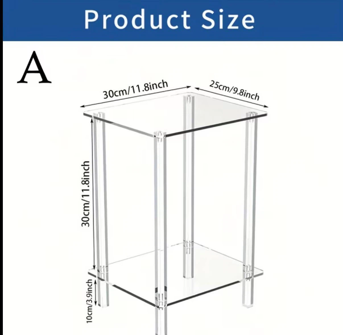 Clear Acrylic 2-Tier Side Table - photo 2