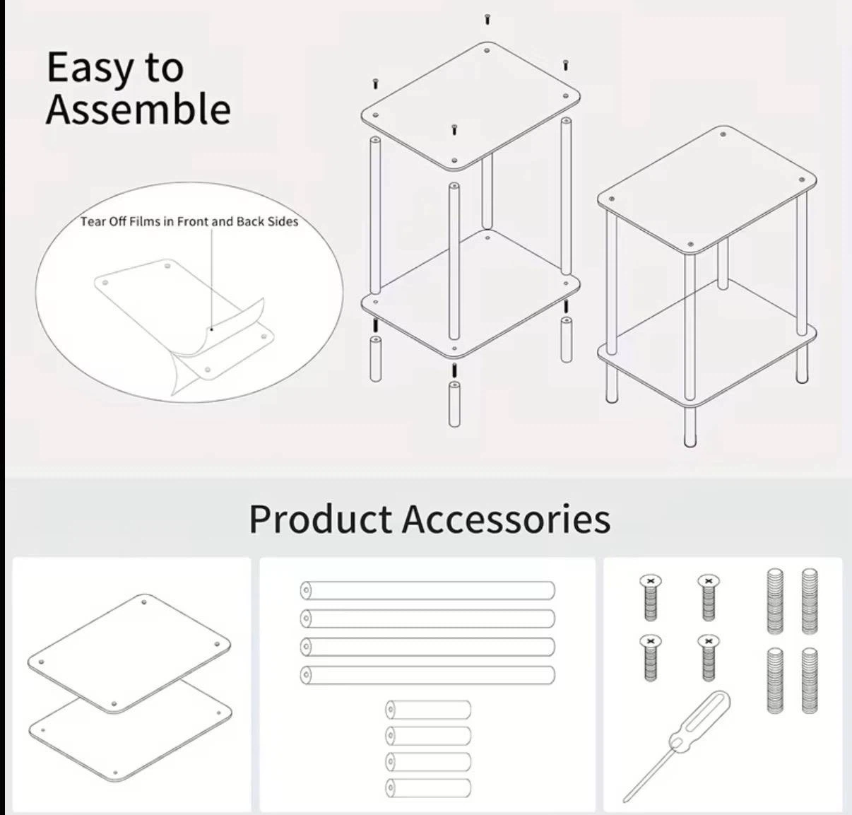 Clear Acrylic 2-Tier Side Table - photo 5