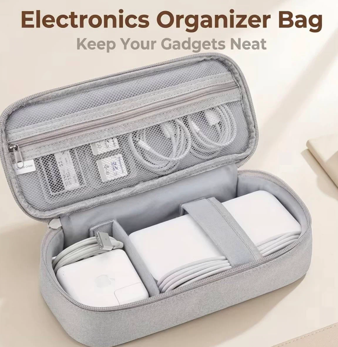 Electronics/Cable Organizer Bag — Grey