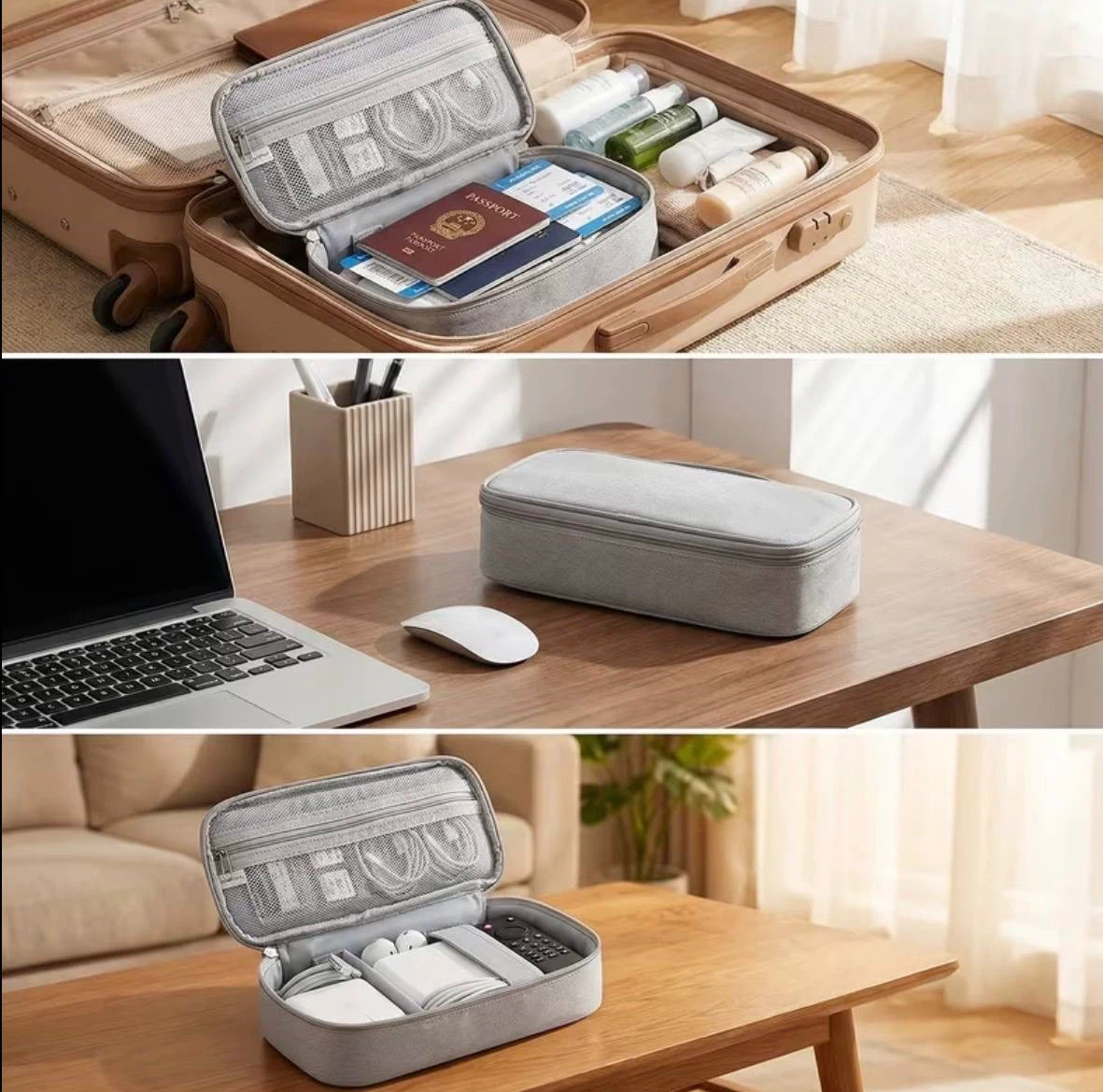 Electronics/Cable Organizer Bag — Grey - photo 3