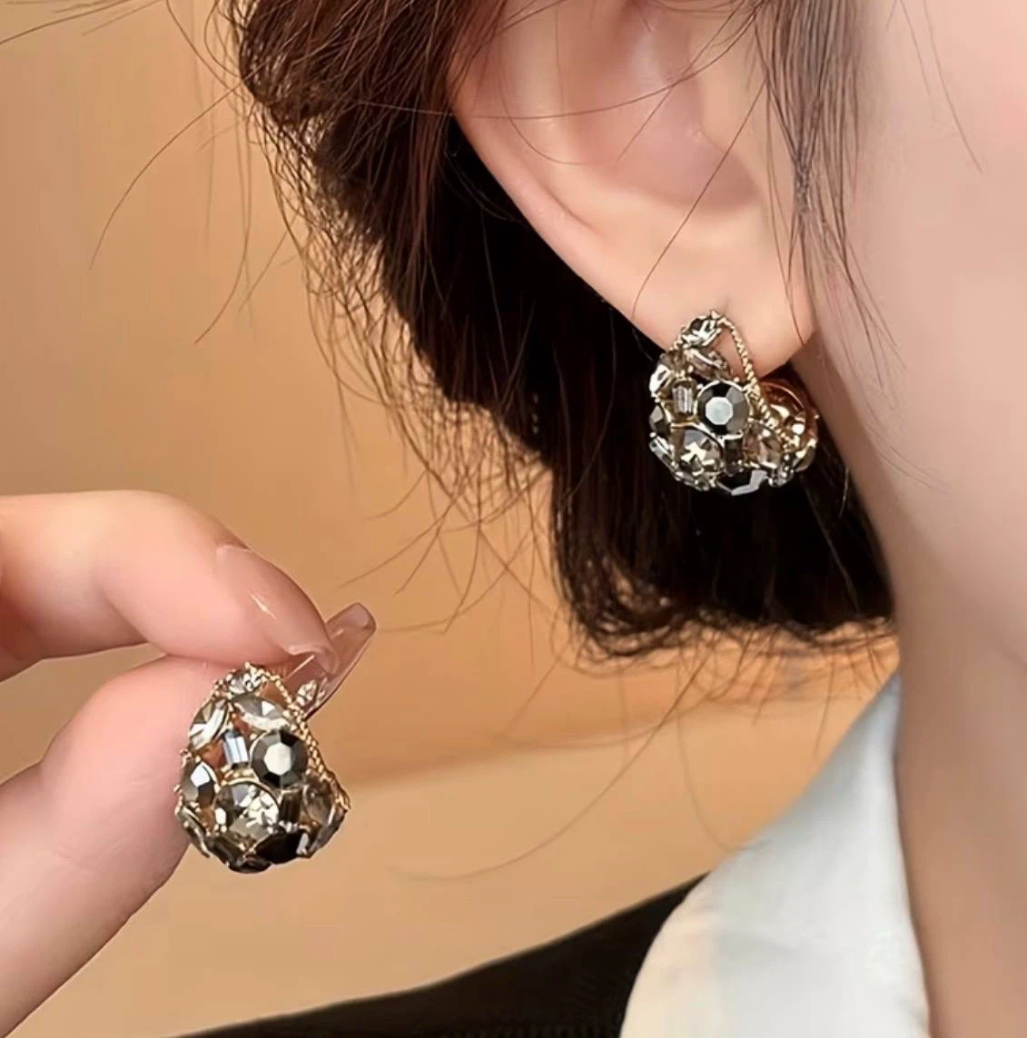 Crystal Cluster Hoop Earrings