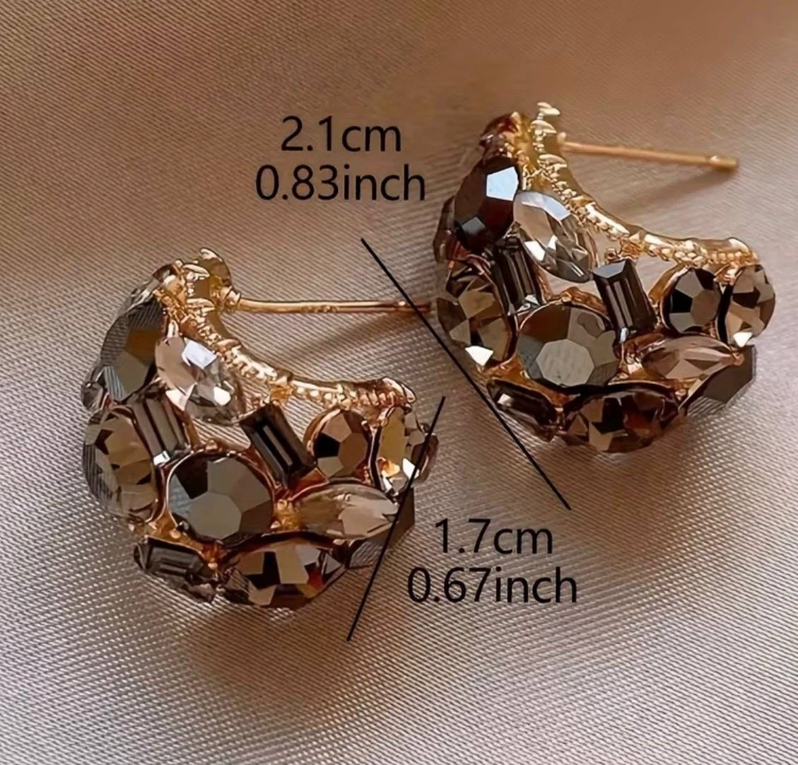 Crystal Cluster Hoop Earrings - photo 2