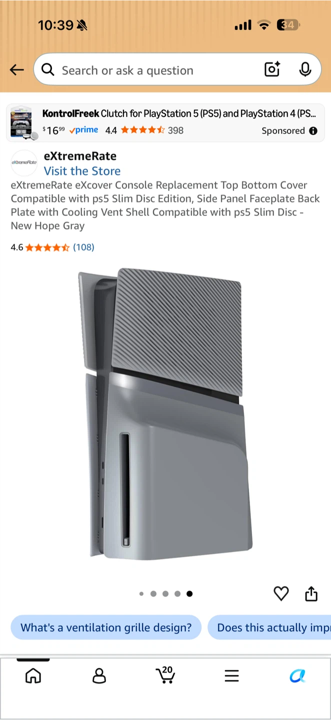 eXtremeRate PS5 Slim Disc Edition Faceplate - New Hope Gray - photo 3