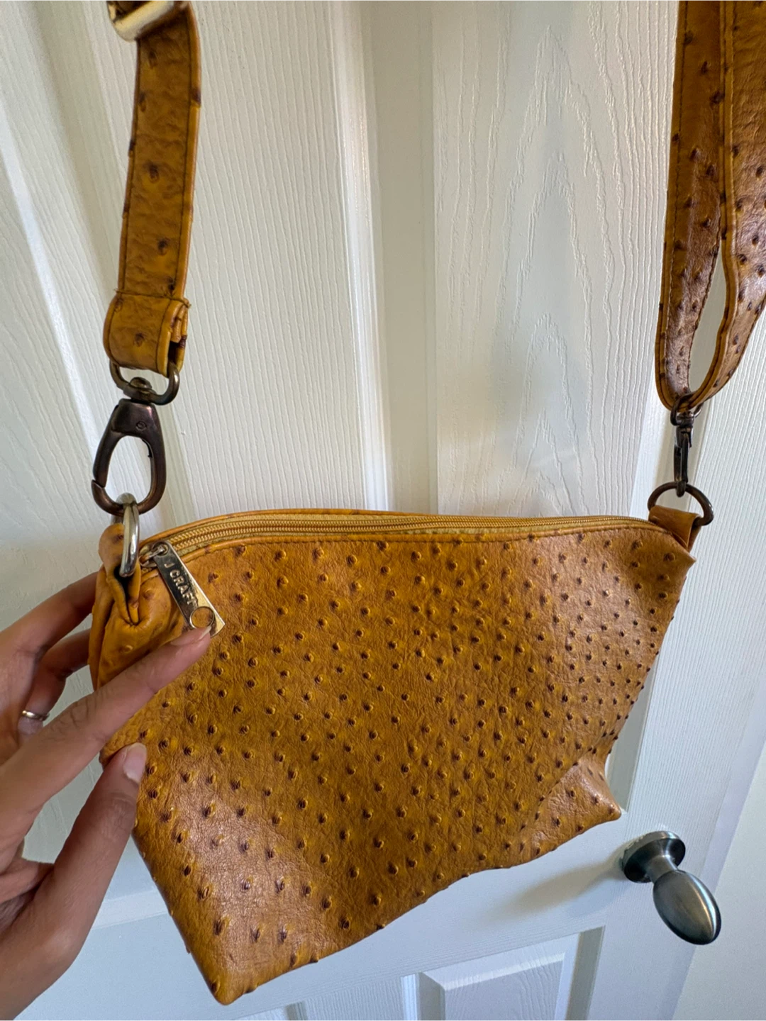 J Craft Mustard Ostrich-Embossed Crossbody Bag - photo 2