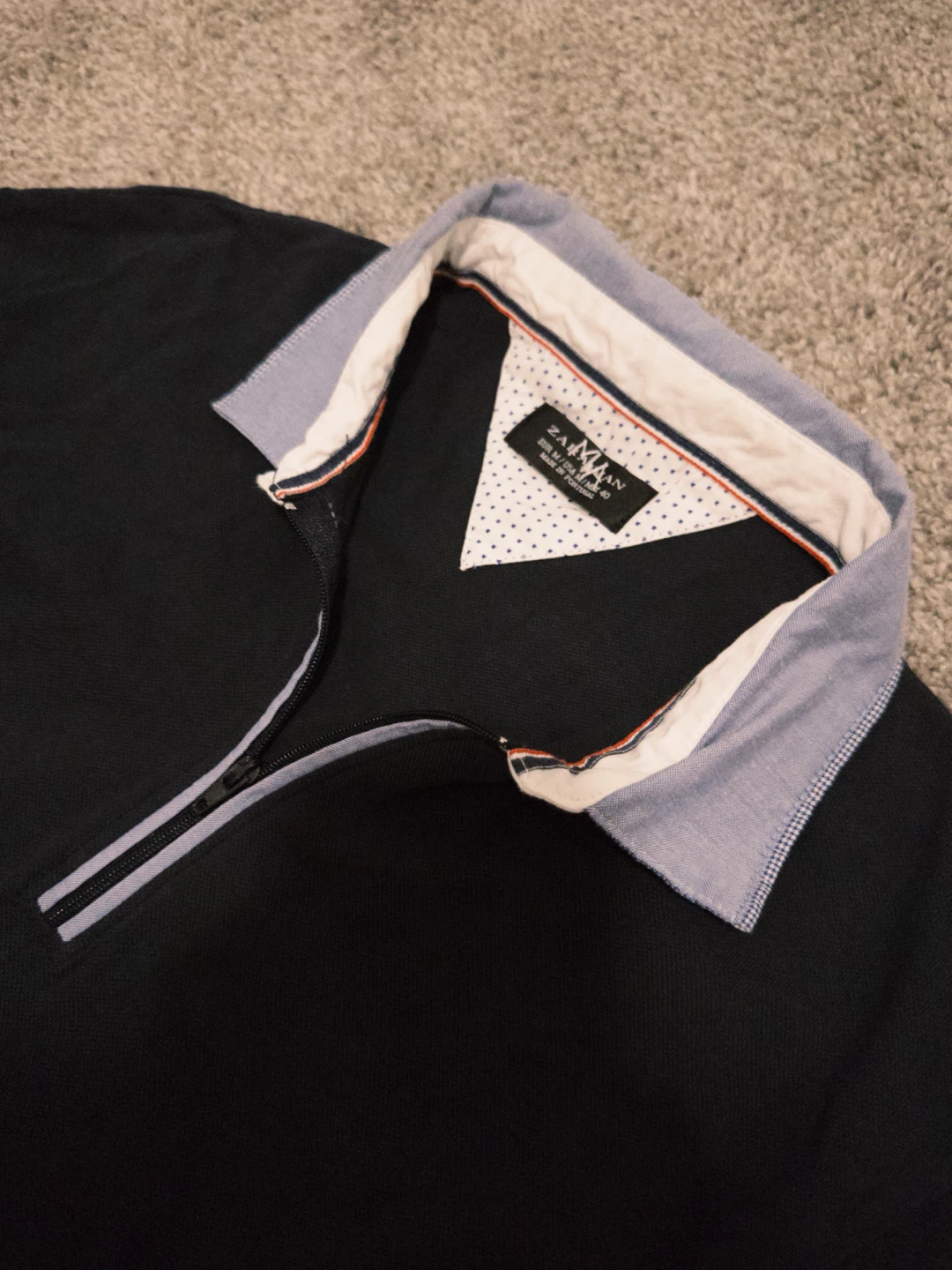 Zalmaan Navy Quarter-Zip Polo Shirt