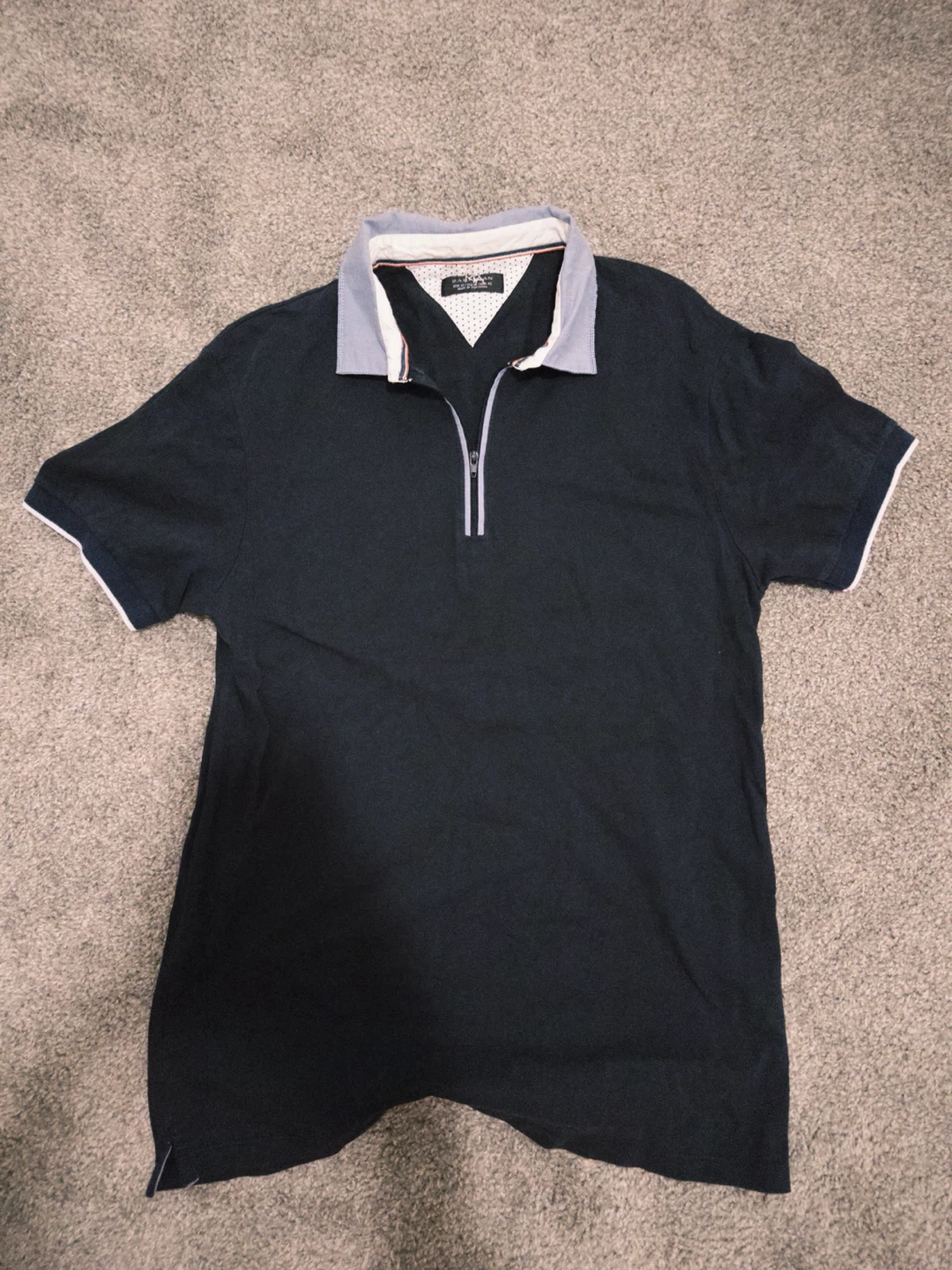 Zalmaan Navy Quarter-Zip Polo Shirt - photo 2