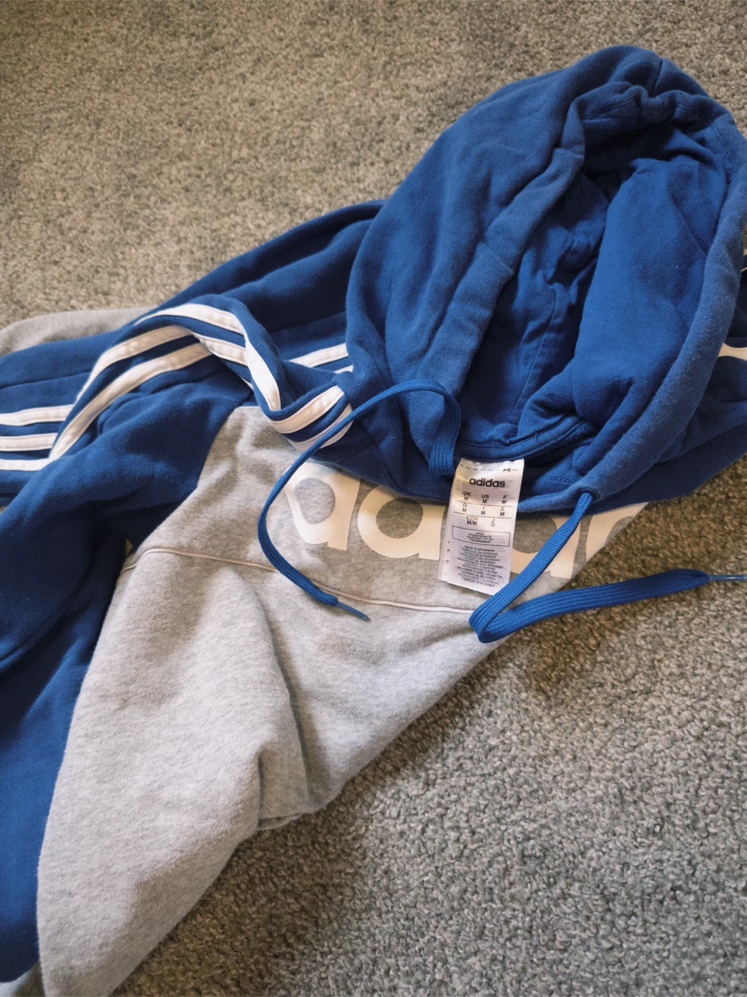 Adidas Blue and Grey Hoodie