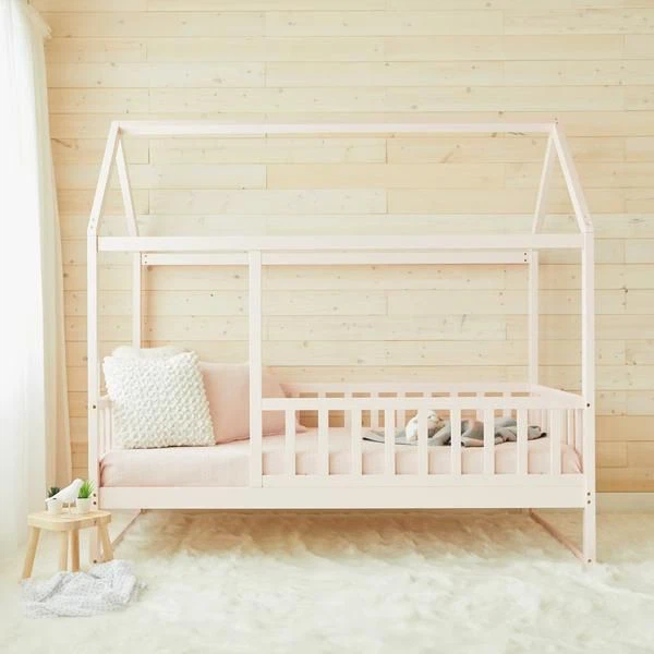 Coco Village Pink Wooden House Bed Frame Twin