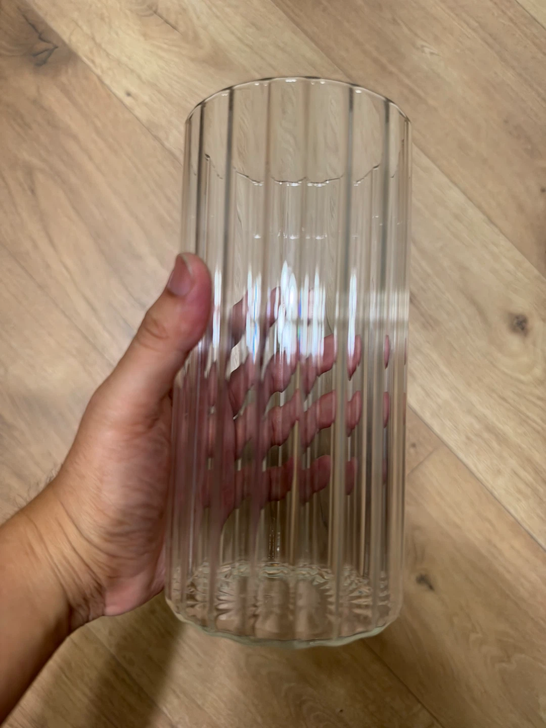 Move out sell - Clear Ribbed Glass Vase