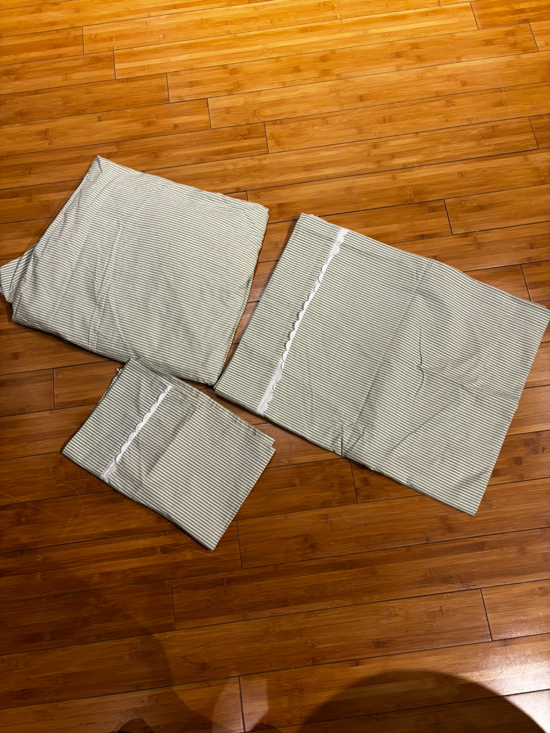 Green Striped Bedding Set