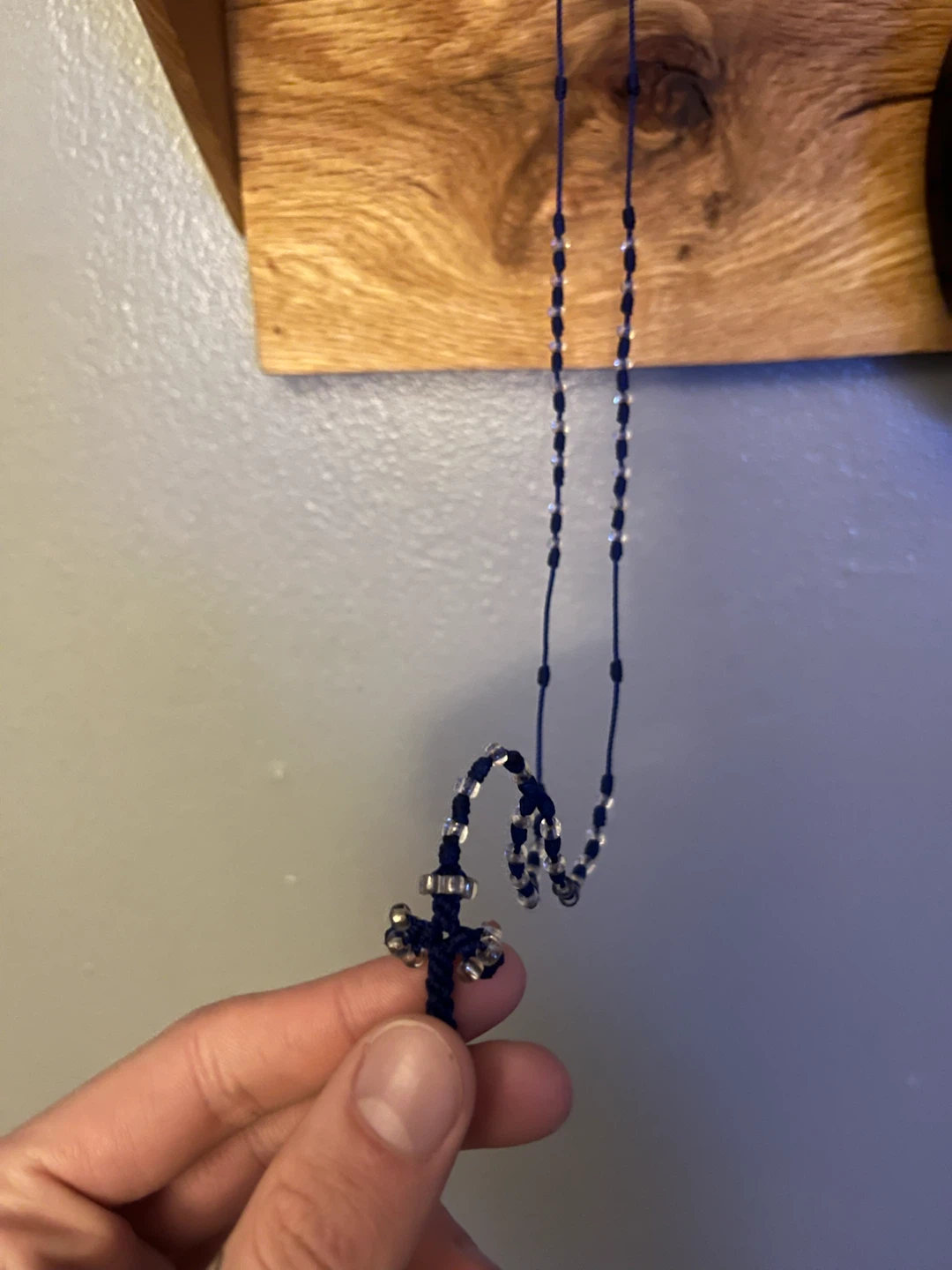 Handmade blue beaded rosary 12in - photo 3