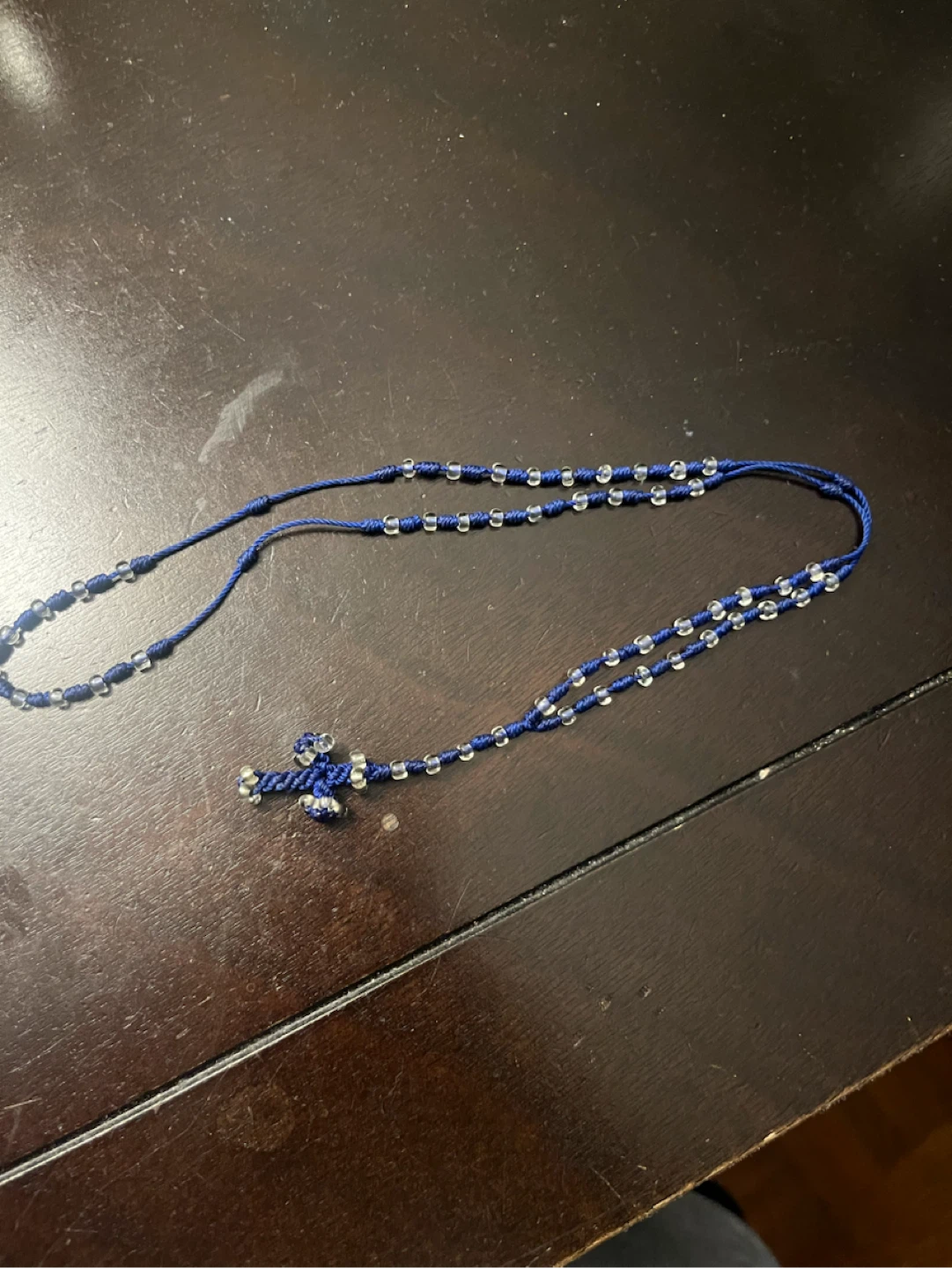 Handmade blue beaded rosary 12in - photo 2