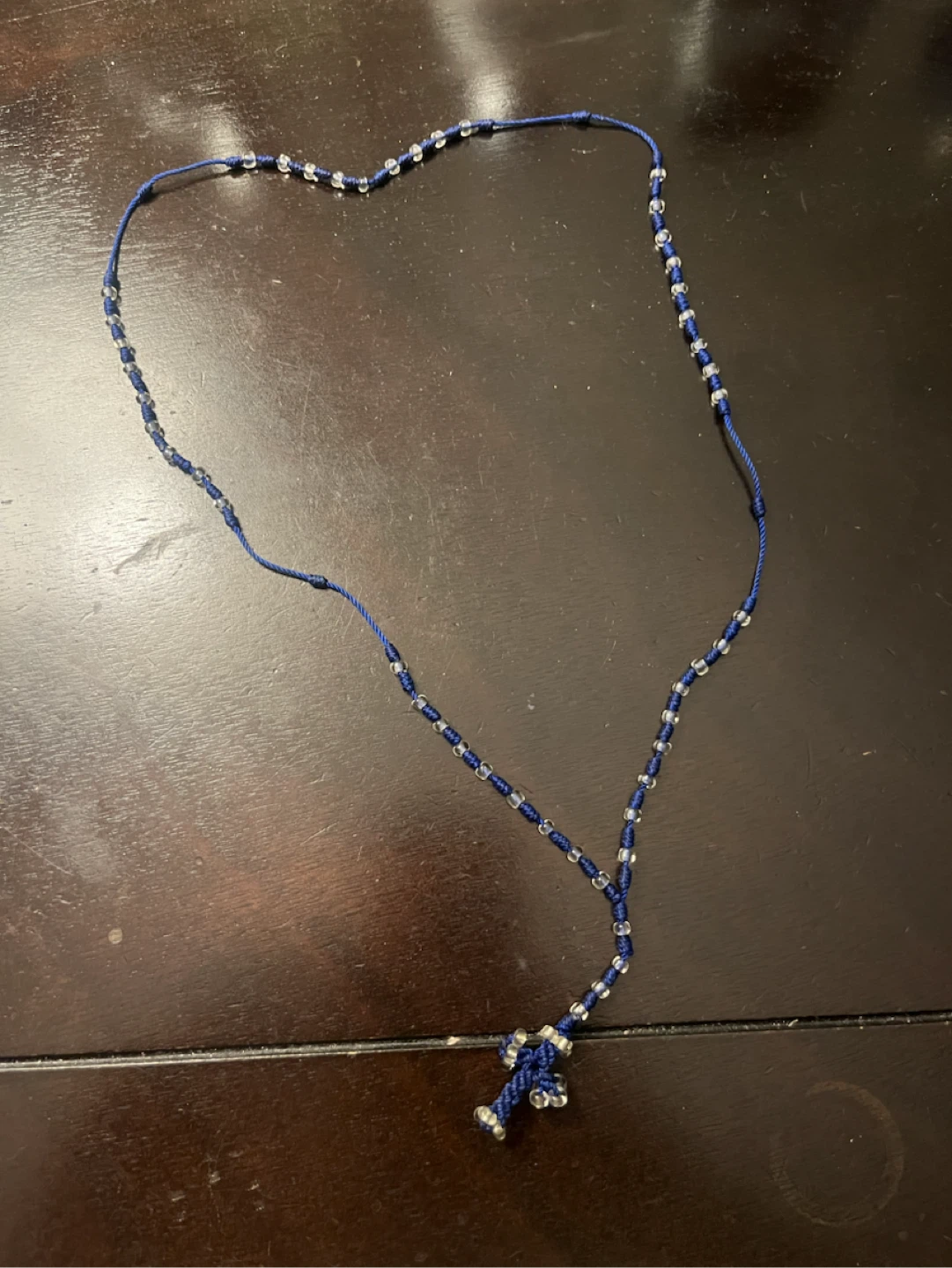 Handmade blue beaded rosary 12in - photo 5
