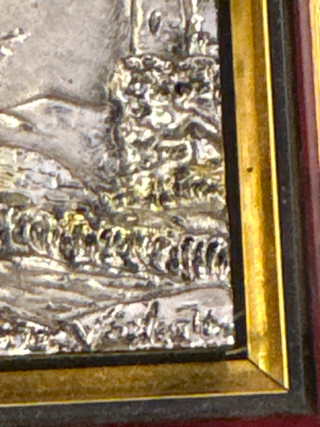 Framed Italian silver Metal Relief Wall Art - photo 2