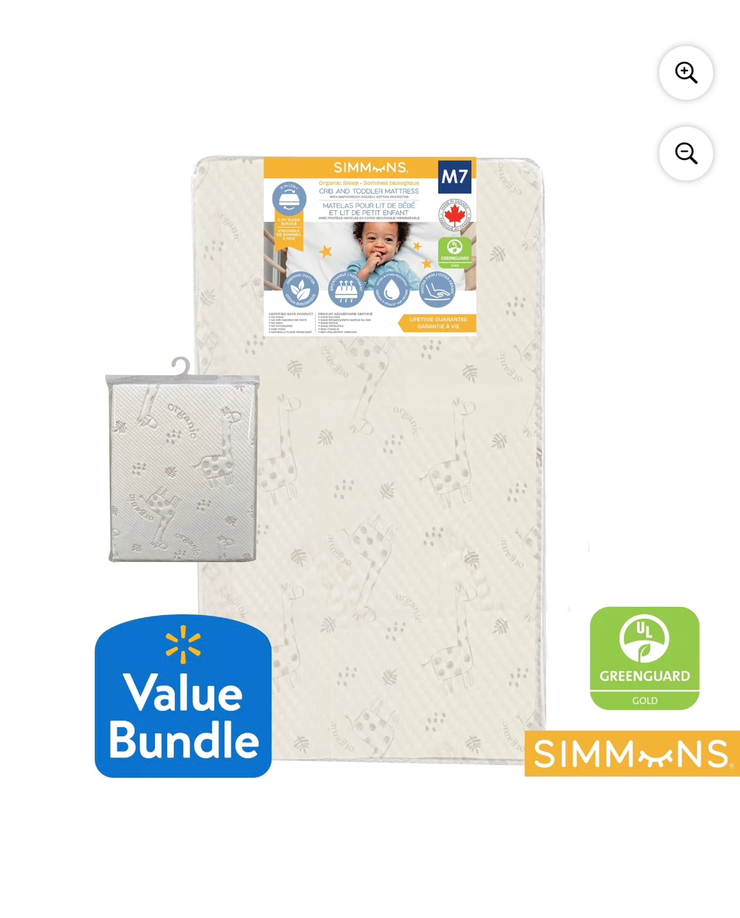 Simmons M7 Organic Crib and Toddler Mattress Bundle