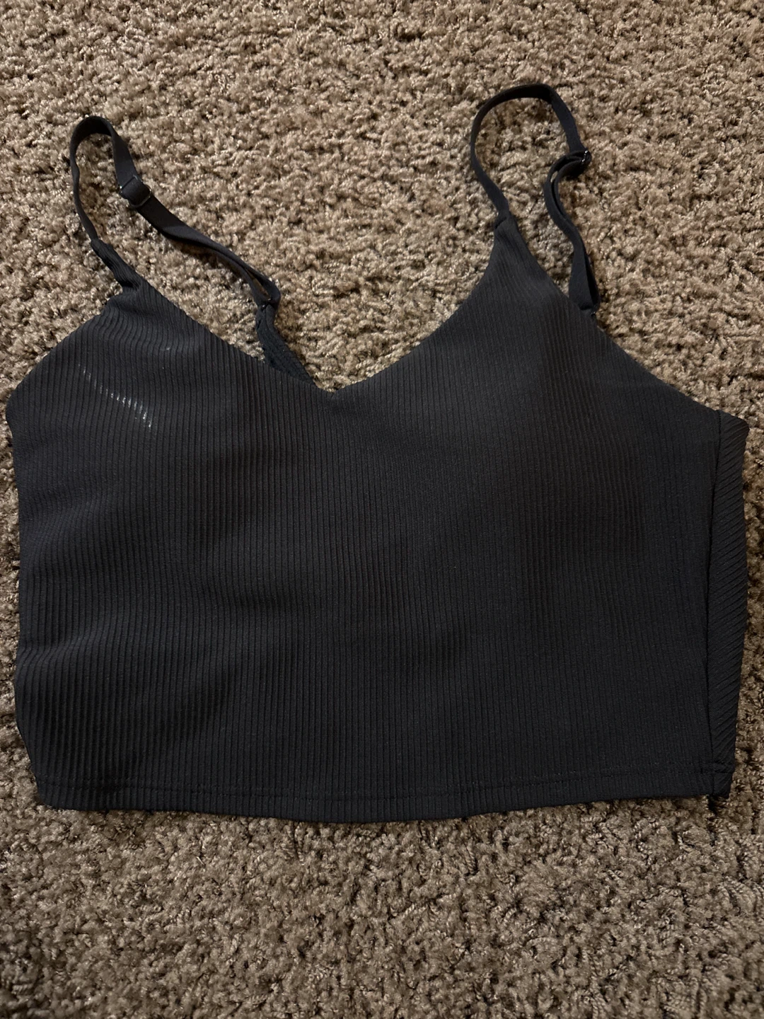 Athleta black ribbed crop tank top
