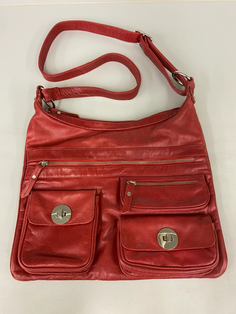 Vintage Danier red genuine leather shoulder bag