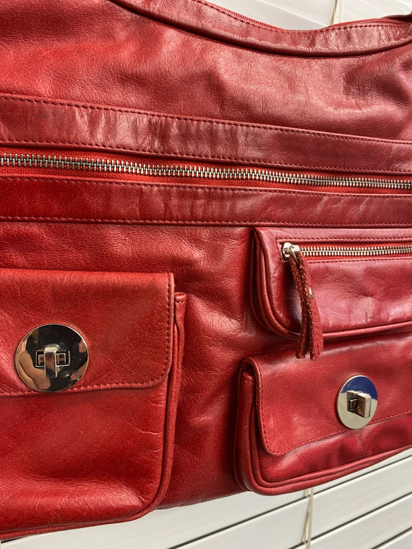 Vintage Danier red genuine leather shoulder bag - photo 2