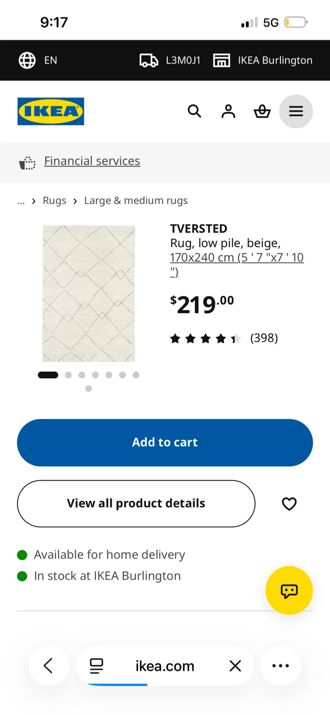 IKEA TVERSTED Low Pile Beige Rug - photo 4