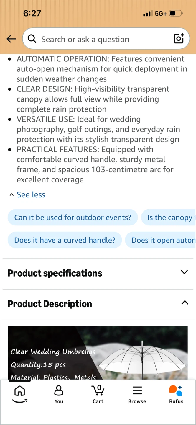 15 Clear Transparent Umbrellas ($5 per umbrella) - photo 3