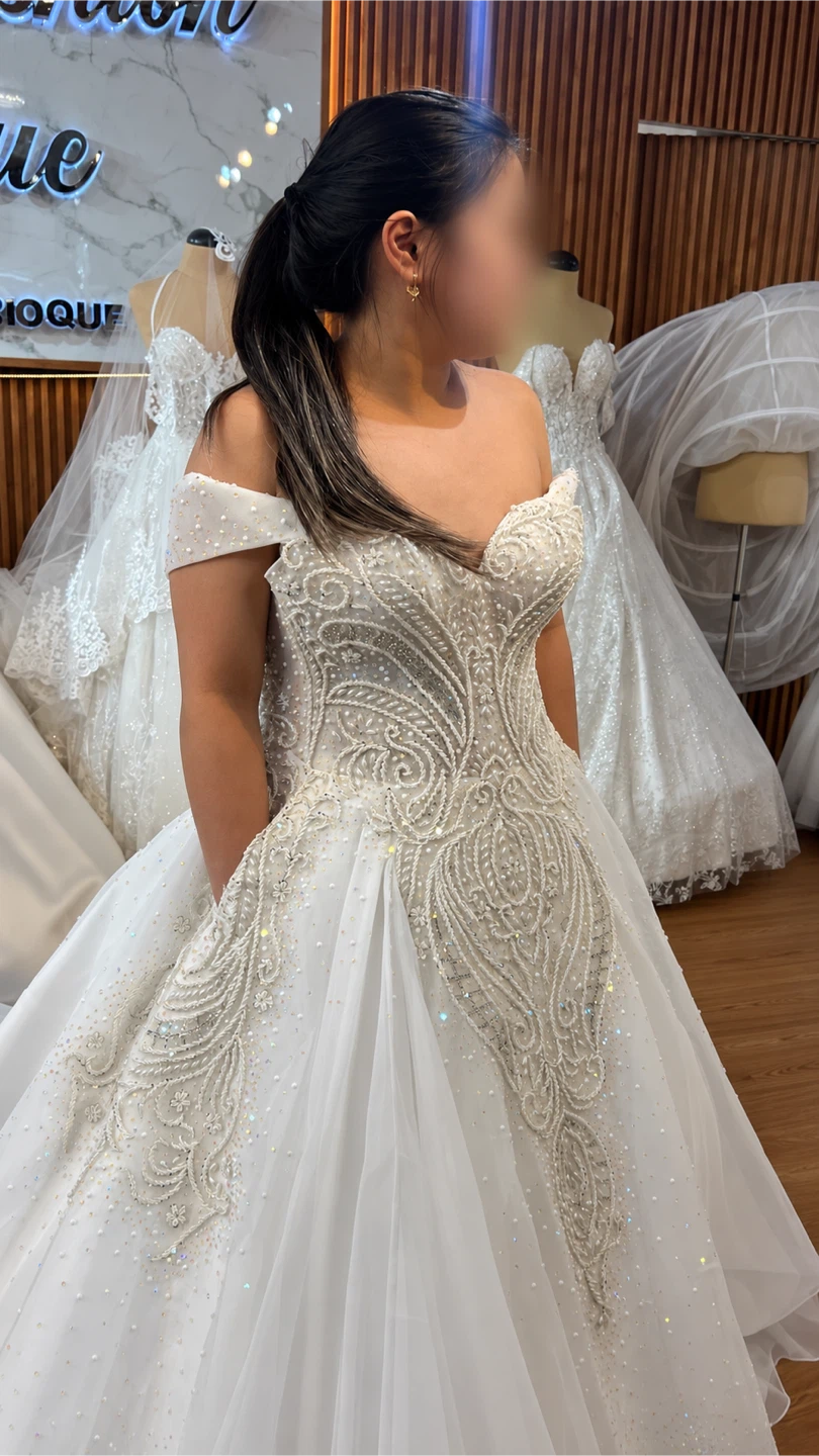 Off-Shoulder Wedding Ball Gown - photo 2