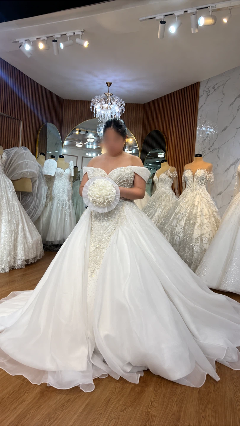 Off-Shoulder Wedding Ball Gown - photo 3