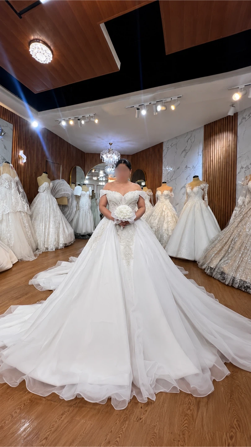 Off-Shoulder Wedding Ball Gown - photo 4