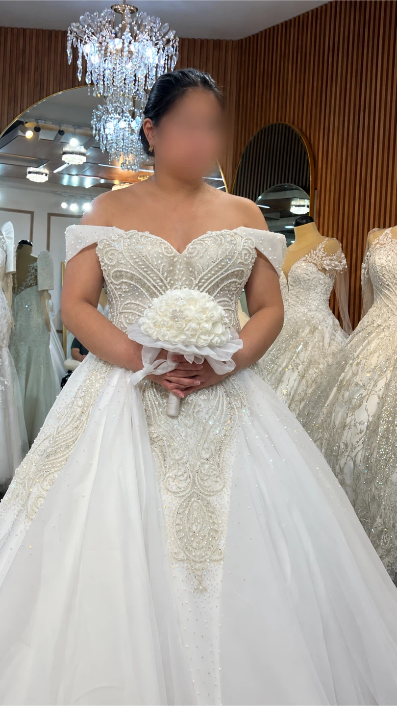 Off-Shoulder Wedding Ball Gown - photo 5