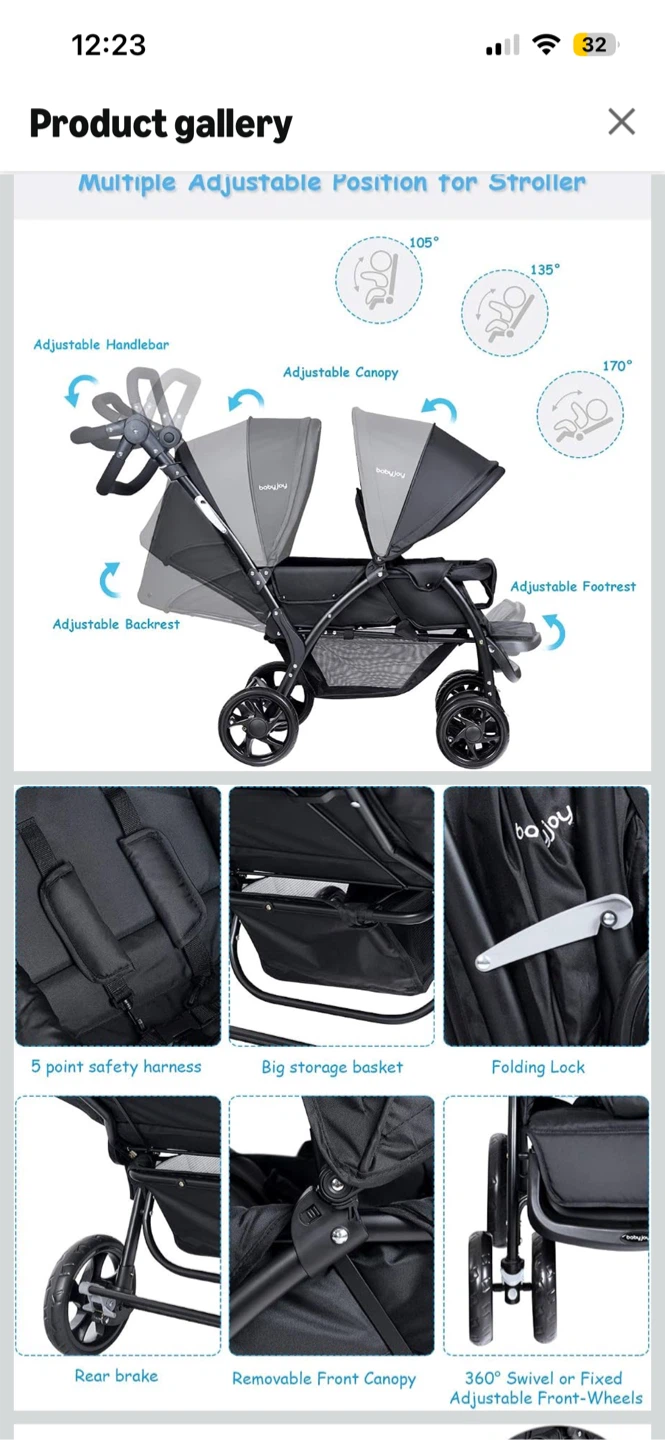 BabyJoy Double Stroller - photo 2