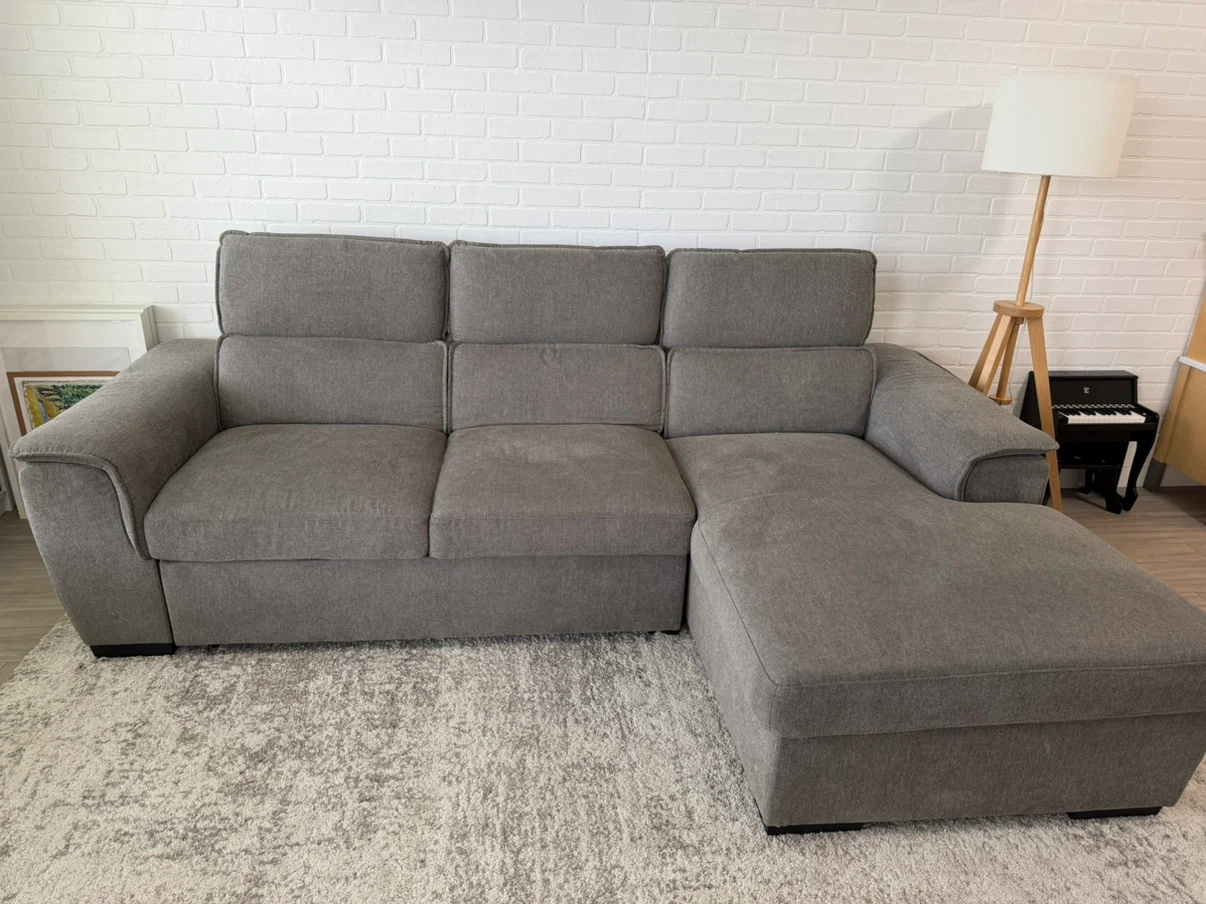 Grey Sectional Sofa with Storage Chaise