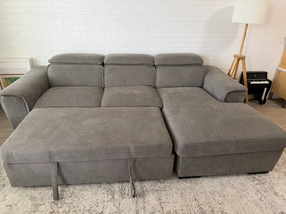 Grey Sectional Sofa with Storage Chaise - photo 2