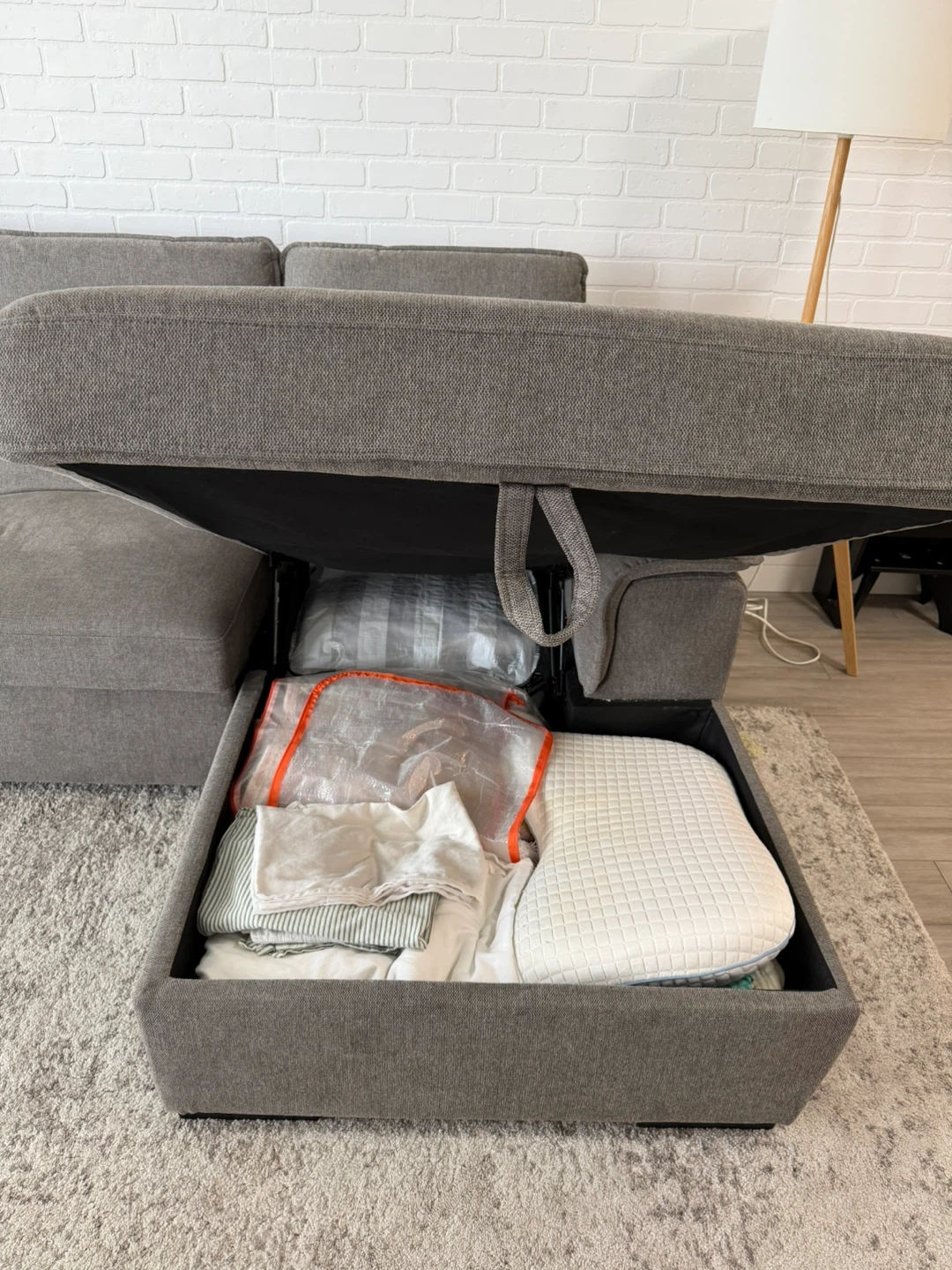 Grey Sectional Sofa with Storage Chaise - photo 3
