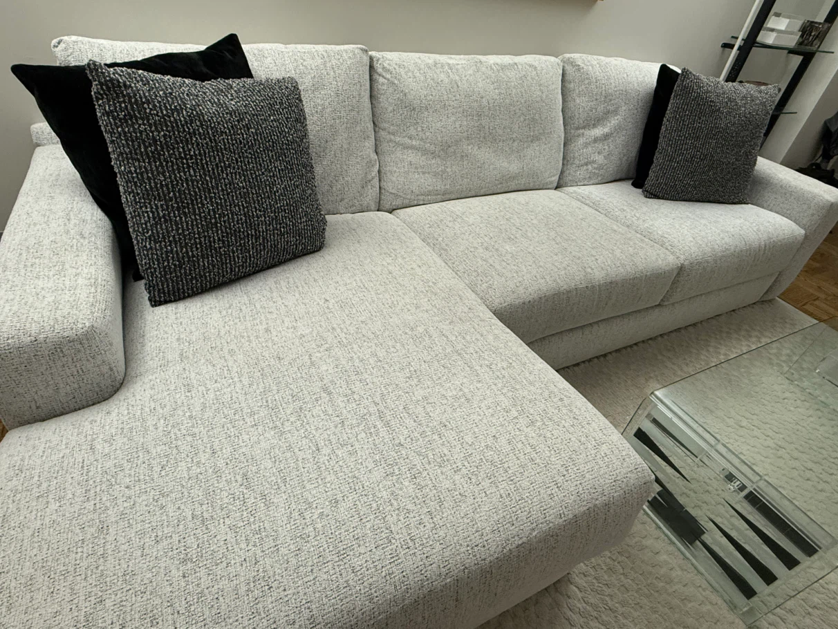 White/Gray 3+ Seater Sectional Sofa with Chaise - photo 2