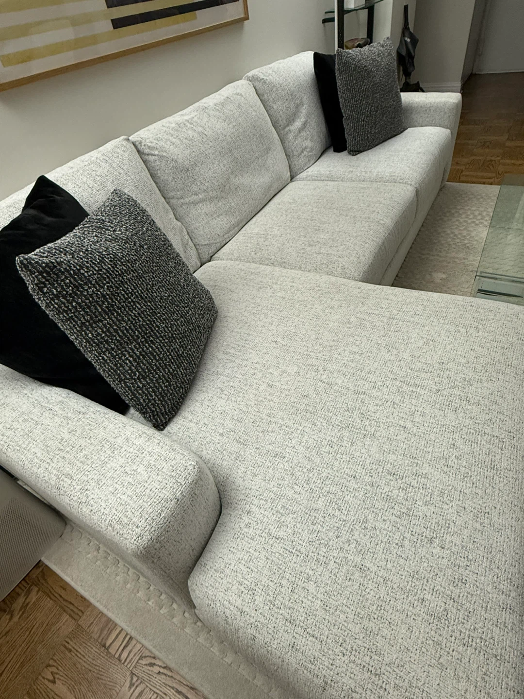 White/Gray 3+ Seater Sectional Sofa with Chaise - photo 3