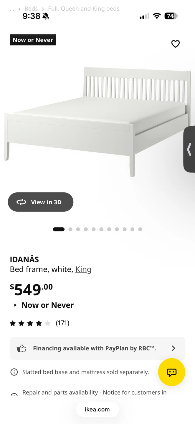 Ikea IDANAS king size bedframe