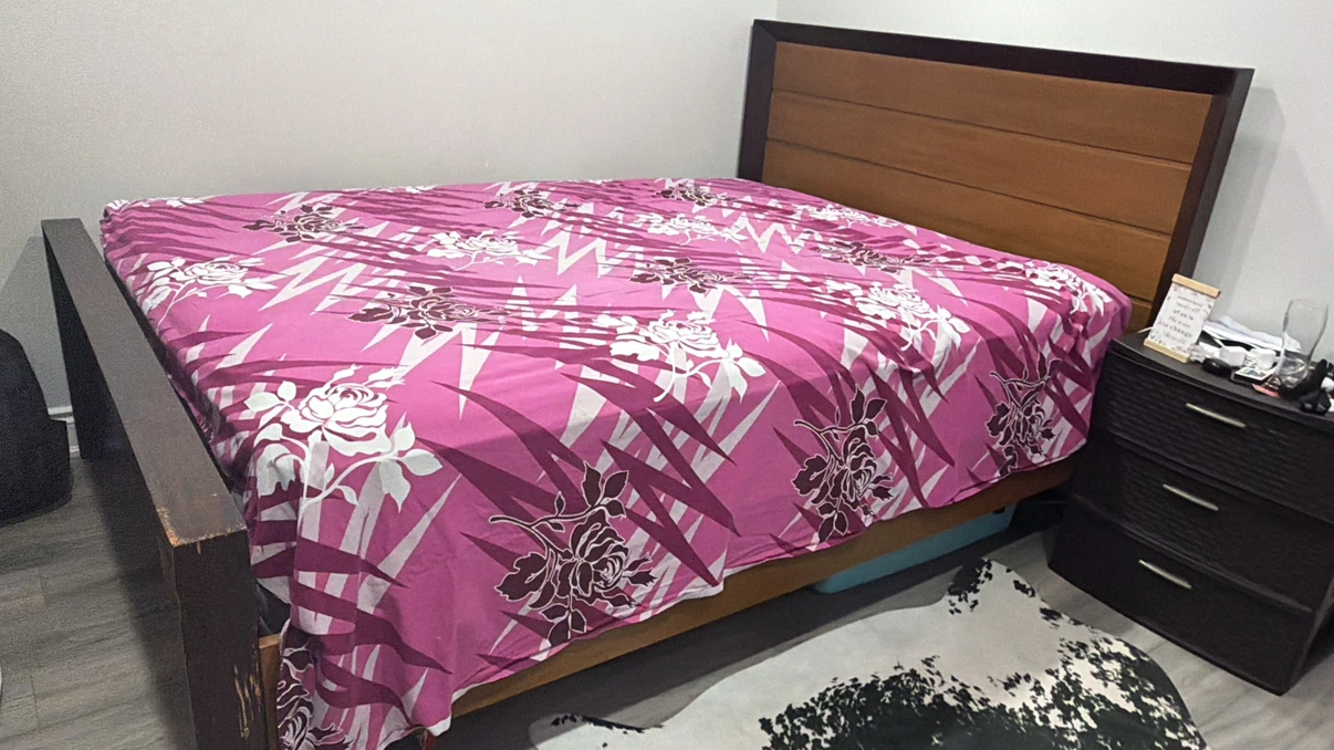 Wooden Queen Size Bed Frame and 15 inch Mattress