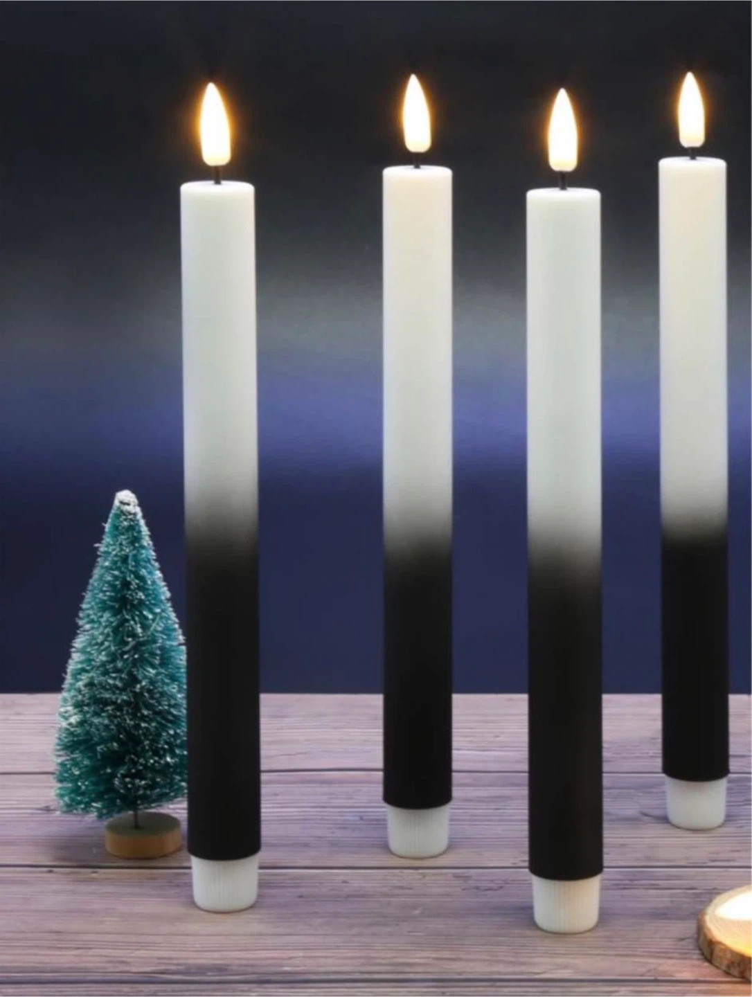 Set of 4 LED Ombre Taper Candles, 4 pcs, brand new - photo 3