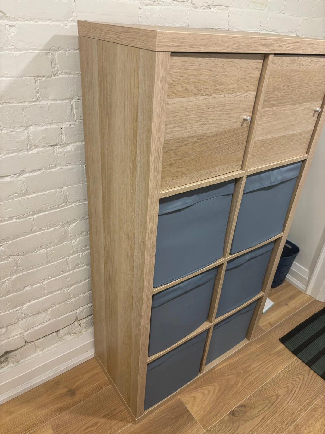 IKEA Kallax Shelving Unit with Doors and Bins - photo 2