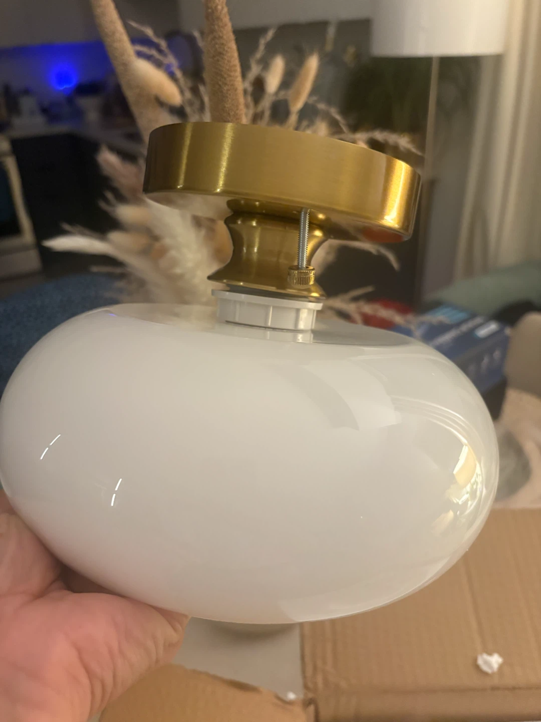 Modern Gold and Glass Flush Mount Light Fixture