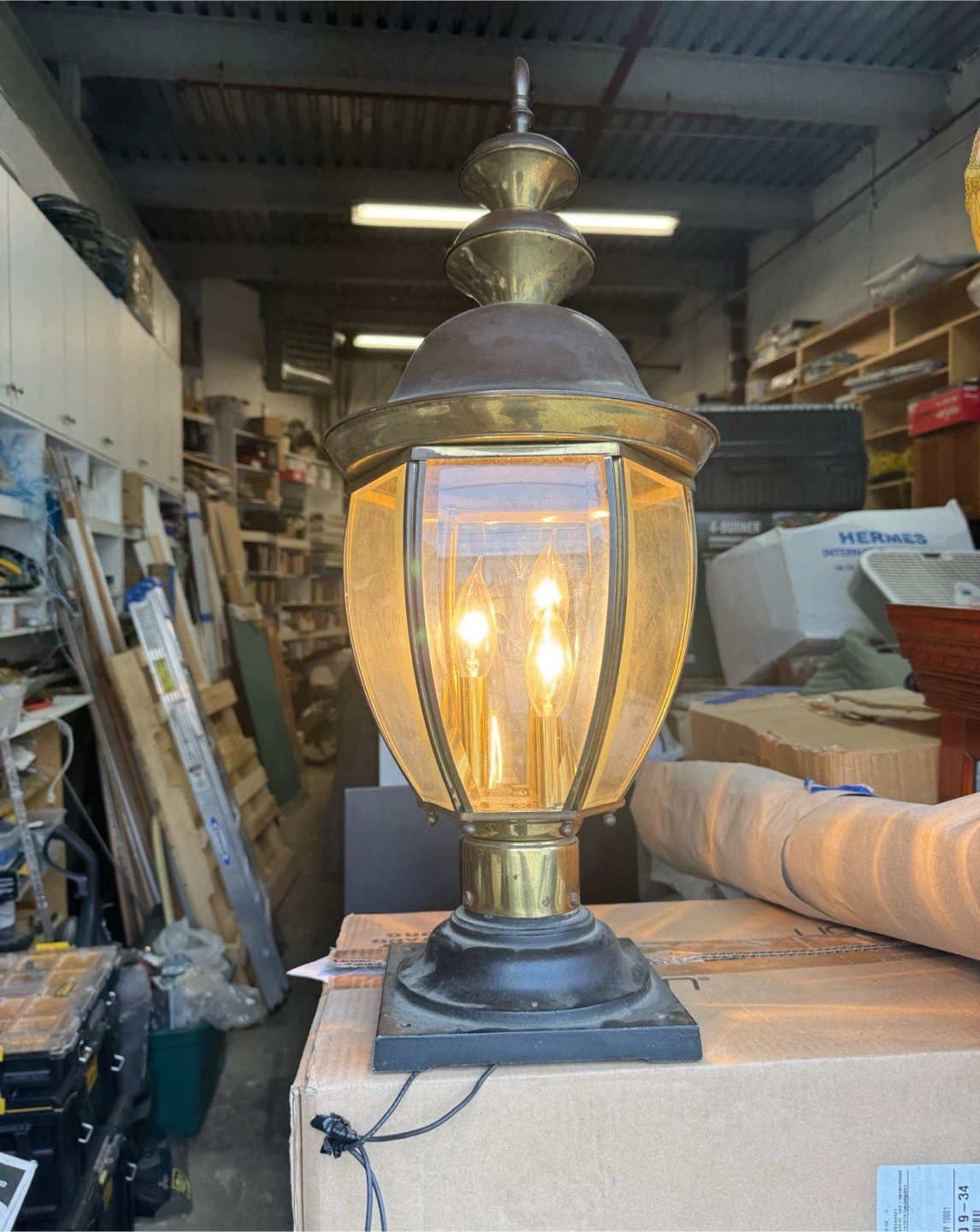Vintage Style Brass and Black Outdoor Lantern - photo 2
