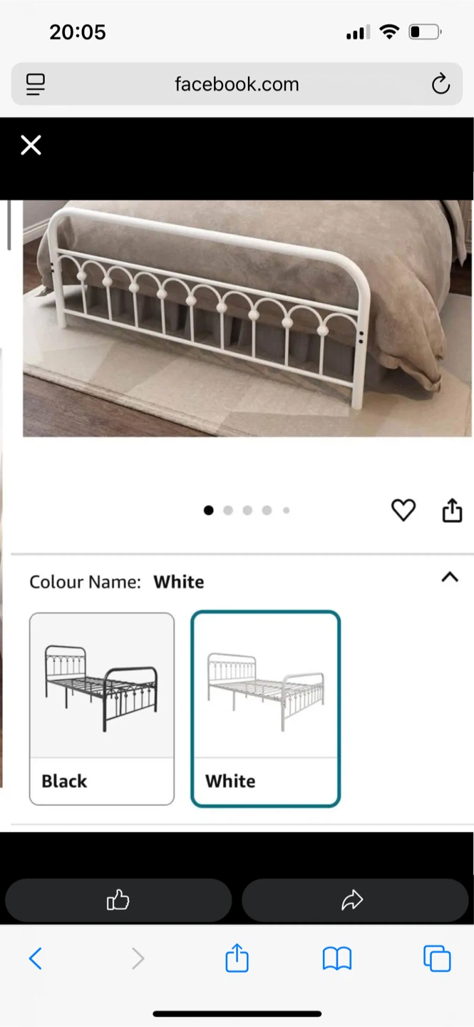 YALAXON Vintage Queen Size Metal Bed Frame - White - photo 2