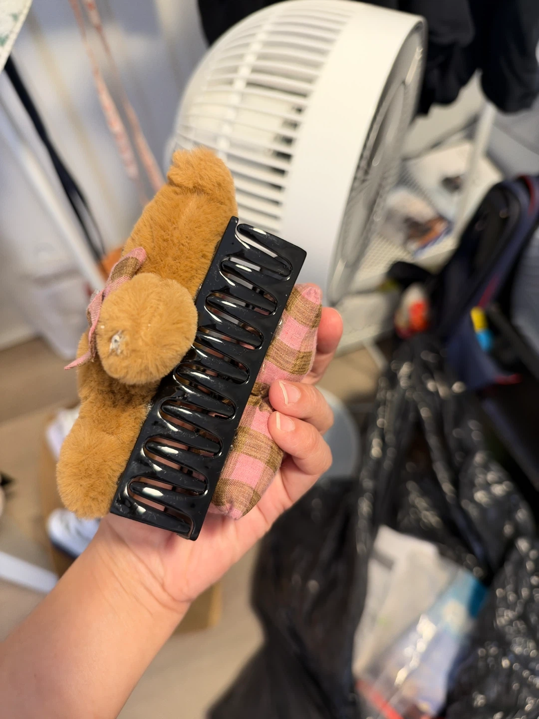 Fuzzy Teddy Bear Claw Clip - photo 2